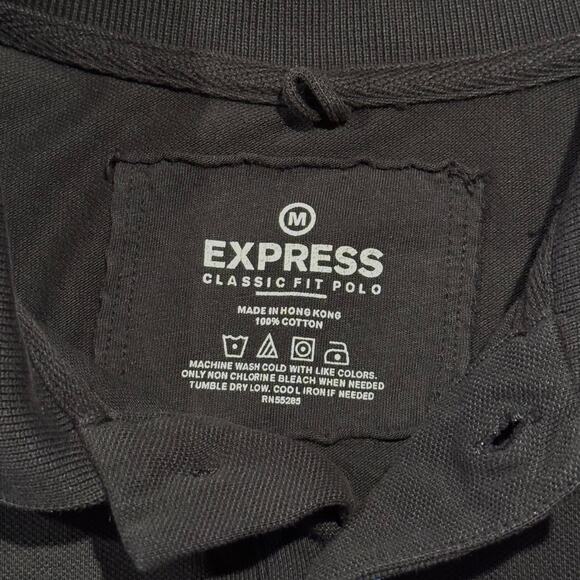 Express Mens Shirt Polo Classic Fit Preppy Y2K 90s Sporty Crest Black Medium - Picture 3 of 5